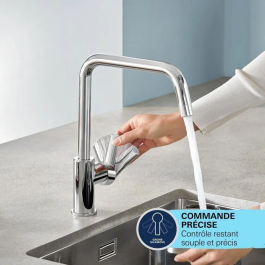 Grohe 306312430 Grifo de Cocina Mezclador Monomando Negro Mate Caño Alto en U con Ducha Extraíble