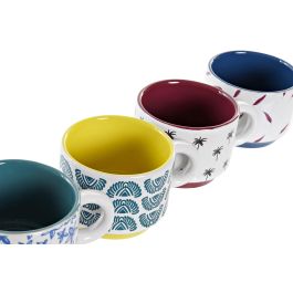 DKD Home Decor Africa Gres Tazas Cafe Turquesa Azul 10 x 21 x 11 cm Set de 4