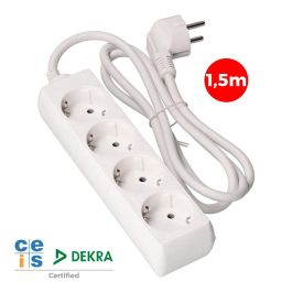 Prolongador con 4 tomas 2p+t, 16a 250v~ 1,5 m de cable h05vv-f 3g1,5mm² blanco