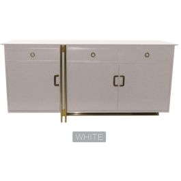 DKD Home Decor Estantería Oriental con 4 Estantes y 2 Cajones, Madera de Álamo y Metal Blanco Dorado, 160x180x35 cm