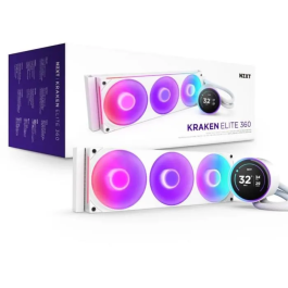 Nzxt RL-KR36E-W2 Kraken Elite 360 RGB Refrigeración Líquida con Pantalla de 2.72" y Panel RGB Personalizable, Ventiladores RGB - Blanco