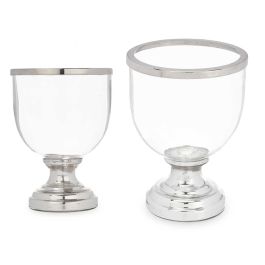 Portavelas Copa Grande Plateada Giftdecor 18x23.5x18 cm - Cristal y Acero (6 Unidades) Precio: 58.88999941. SKU: B13MAHLJ2W
