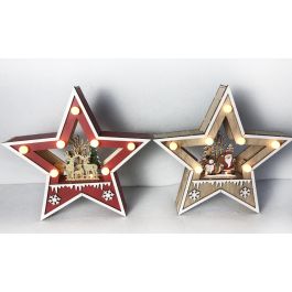 DKD Home Decor Decoración Luminosa Navidad Estrella LED Madera Rojo Natural, Set 4 Unidades, 26x26x4 cm, 2 Pilas AAA Precio: 20.32074. SKU: B17XPDXEXC