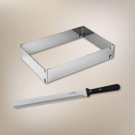 Zenker Marco Rectangular Ajustable para Tartas + Cuchillo de Repostería - Smart Pastry - 30 cm