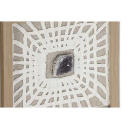 DKD Home Decor Cuadro Moderno Blanco Natural 22x22 cm Set de 4, Cristal y Papel Maché