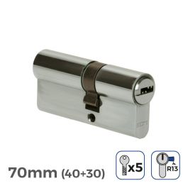 Edm Cilindro / Bombín 70mm (40+30mm) Niquelado Leva Corta R13 con 5 Llaves de Seguridad Incluidas Precio: 11.58999952. SKU: S7905206