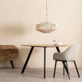 Mesa de Comedor 130 x 130 x 77 cm Natural Negro Madera Hierro Mesa de Comedor 130 x 130 x 77 cm Natural Negro Madera Hierro