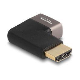 DeLOCK Adaptador HDMI Macho a Hembra 90° Derecho Angular 8K 60 Hz, Color Gris Metal