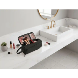 Liderpapel Estuche Portatodo Minibag Negro 2 Cremalleras, 2 Compartimentos, 90x210x75 mm