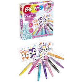 Lansay SET DE ACTIVIDAD BLOPENS KAWAII Marcadores que soplas para crear diseños