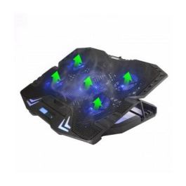 Ewent Soporte Base Refrigeración para Ordenador Portátil con 5 Ventiladores Silenciosos, Ajustable hasta 17 Pulgadas, USB
