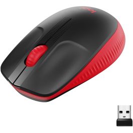 Logitech M190 Ratón Inalámbrico de Tamaño Completo, RF, Diseño Ergonómico para Manos Medianas-Grandes, Rojo, 18 Meses Batería, Seguimiento Preciso