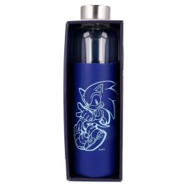 STOR Botella de cristal Sonic The Hedgehog con funda de silicona 585ml