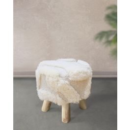 DKD Home Decor Carpets 2c25 Reposapiés Boho Crudo 40 x 40 x 40 cm