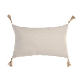 DKD Home Decor Cojín Boho Natural de Algodón y Yute con Borlas 50 x 30 cm (2 Unidades)