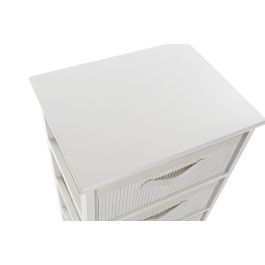 DKD Home Decor Cajonera Basicos 4 Cajones Bambu Paulownia Blanco 32 x 81 x 42 cm