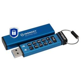 Kingston IronKey Keypad 200 retail USB-Stick 256GB, Cifrado AES-256 FIPS 140-3, Acceso PIN, USB 3.2 Gen 1, Azul, IP68