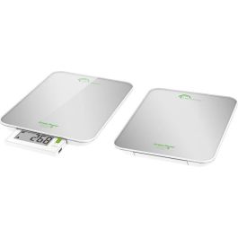 Little Balance Báscula de Cocina Green Power USB 6 kg / 1 g - Recargable - Cristal Templado Plata Perla