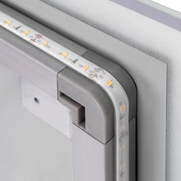 Emuca Espejo de baño Heracles con iluminación LED frontal y decorativa, AC 230V 50Hz, 34W, Plástico y Cristal