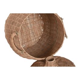 DKD Home Decor Cesta Tropical de Ratán y Metal Natural 45 x 56 x 45 cm (Set de 2)