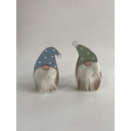 DKD Home Decor Figura Navidad Fantasía Papa Noel Pack Surtido 12 Unidades MDF Poliéster 3x6.7x12 cm Verde Azul Blanco Natural