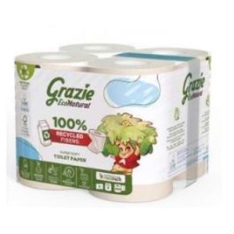 Grazie Natural Papel Higiénico Doble Capa 8 Rollos Bio 100% Orgánico de Cartones Reciclados Sin Blanqueadores Precio: 6.50000021. SKU: B13FN8BSY7