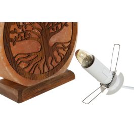 DKD Home Decor Lámpara de Sobremesa Sal del Himalaya y Acacia Árabe Árbol de la Vida Marrón Rosa 7x18x16 cm Bombilla E14 15W Incluida