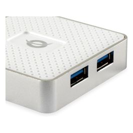 Conceptronic Hubbies03 Hub USB 3.0 de 4 Puertos con Cable Desmontable y Alimentación Externa para PC y Portátil (Windows 10/8/7/XP)