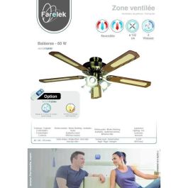 FARELEK - BALEARES Ø 132 cm - Ventilador de techo reversible, 5 aspas de nogal / cañas + iluminación 3 tulipanes 60 vatios E27 - 112470 FARELEK - BALEARES Ø 132 cm - Ventilador de techo reversible, 5 aspas de nogal / cañas + iluminación 3 tulipanes 60 vatios E27 - 112470