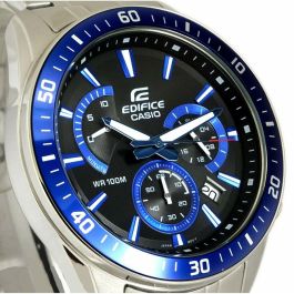 Casio EFR-552D-1A2VUEF Reloj Hombre Cuarzo Acero Brazalete Plata Esfera Negra y Azul Cronómetro Sumergible 10 ATM