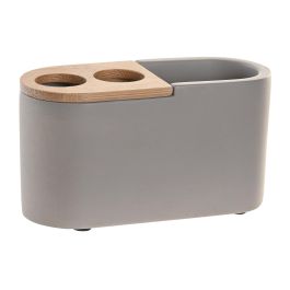 DKD Home Decor Vaso Estilo Scandi de Cemento y Bambú, Tono Gris y Natural, con Medidas de 4.5 x 6 x 11 cm Precio: 7.49999987. SKU: S3040991