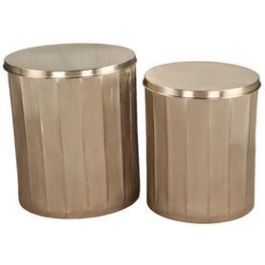 DKD Home Decor Mesita Auxiliar Moderna Dorada Metal Set de 2 Piezas 42 x 52 x 42 cm