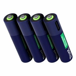 Trust 25671 - Pack 4 Pilas AAA Recargables USB-C, 500 mAh, 800 Ciclos, Carga Ultra Rápida 1h con Indicador LED