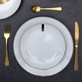 Home Deco Factory Plato Lounge con Ribete Dorado 20 cm