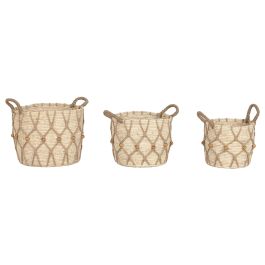 DKD Home Decor Cesta Boho Natural de Fibra y Algodón 33x33x28 cm - Set de 3 Cestas Decorativas Precio: 73.50000042. SKU: B19J5NZKTA