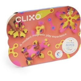 GIPSY TOYS AAADG59402 Clixo Crew Pack Rosa/Amarillo - Juego de Construcción Magnético Flexible - 30 Piezas - A partir de 4 Años