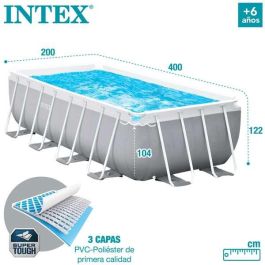 Intex Piscina Prism Frame Rectangular 400x200x122cm con Bomba de Filtro para Niños +6 Años