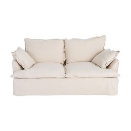 Sofá 2 Plazas Beige Madera / Tejido 200 X 109 X 90 cm