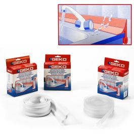 Geko Guarnición PVC para lavabos y fregaderos, Blanco, 130 cm, para baños y cocinas
