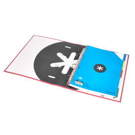 Antartik Carpeta con recambio A4, 4 anillas 40mm, con solapa, forrada, cuadro 5mm, color coral