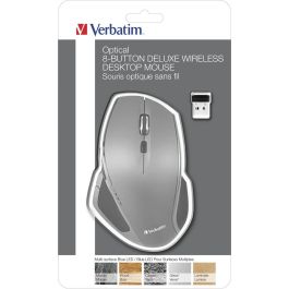 Verbatim Ratón Inalámbrico 8 Botones Deluxe LED Azul Multi-Superficie 800/1300/1600 DPI 2.4GHz Nano USB Ergonómico