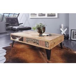 DKD Home Decor Mesa Centro Colonial con 2 Cajones de Madera de Mango y Metal Marrón y Negro 110x70x46 cm Precio: 224.36304. SKU: B1B2S5KK76