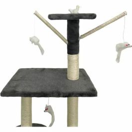 JIPSY ALC14A Rascador para gatos gris oscuro 79x34x138 cm con 3 plataformas, 1 percha, 1 perrera, 1 escalera y postes JIPSY ALC14A Rascador para gatos gris oscuro 79x34x138 cm con 3 plataformas, 1 percha, 1 perrera, 1 escalera y postes