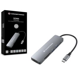 Conceptronic Adaptador USB-C 6 en 1 con HDMI 4K, USB 3.0 y Lector SD para Portátil