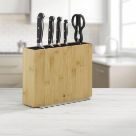 WMF 1893874500 Bloque para cuchillos flexible FlexTec Compact, Bamboo/Acero inoxidable, Rectángulo, 15 ranuras, Madera