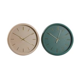 Reloj Pared Moderno DKD Home Decor Verde Rosa 4 x 30 x 30 cm (2 Unidades)