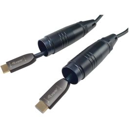 EQUIP Cable Óptico Activo HDMI 2.1 119421 25m 8K/60Hz HDR Ethernet ARC 48Gbps STP Chapado en Oro Negro