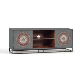 Giner y Colomer Mueble TV Mango y Metal Gris/Marrón 150 cm Precio: 846.9879. SKU: B1GVG5HPB6