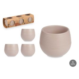 Set 3 Macetas Reserva Agua 6 Cm Taupe Ibergarden (8 Unidades)