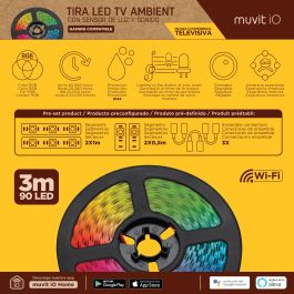 Muvit Tira Led Io Wifi TV, Compatible con Alexa y Google Assistant, Ambient Light para Películas y Música